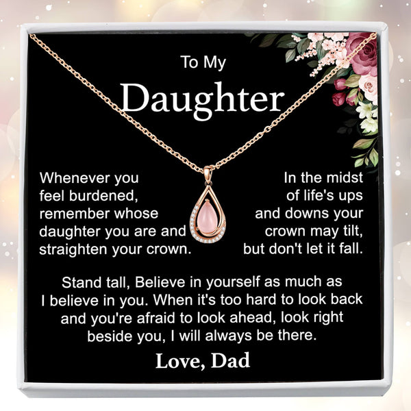 Heartfelt Gift For Daughter From Dad 2024 - Rose Quartz Pure Silver Necklace Gift Set