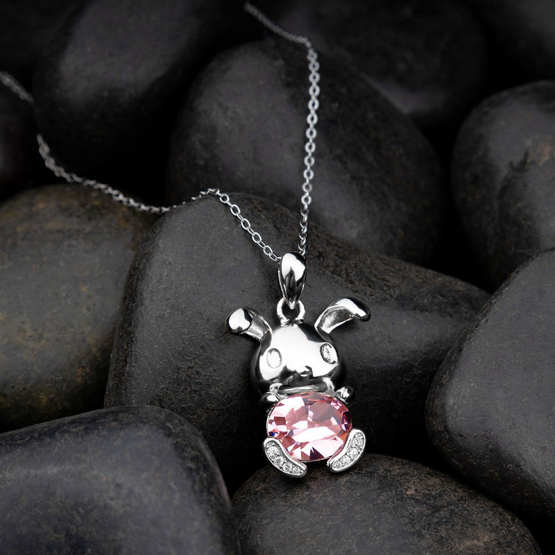 Swarovski Crystal Bunny/Rabbit Necklace Pure Silver Pendant Set