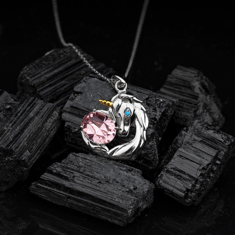 Swarovski Crystal Unicorn Necklace - Pure Silver Pendant Set