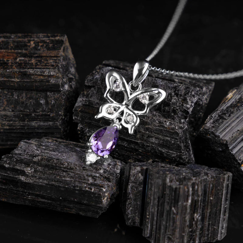 Swarovski Crystal Butterfly Necklace - Pure Silver Pendant