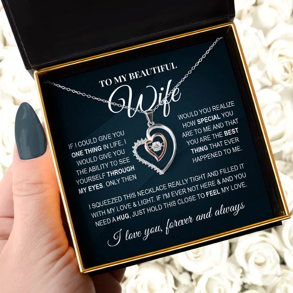 Most Special Gift For Wife 2024 - Pure Silver Necklace & Message Card | Combo Gift Box