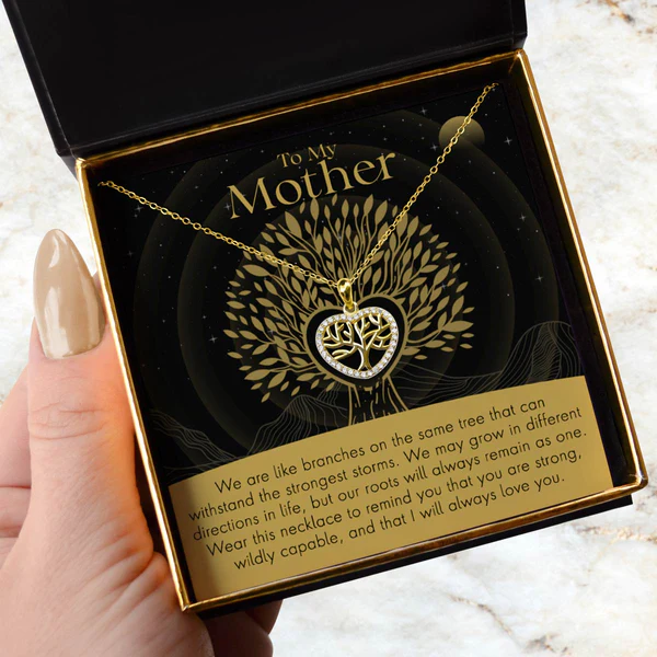 Beautiful Gift For Mother -Tree of Life Mini Heart 925 Sterling Silver Necklace Gift Set