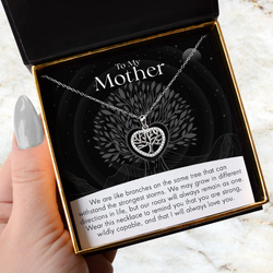 Beautiful Gift For Mother -Tree of Life Mini Heart 925 Sterling Silver Necklace Gift Set