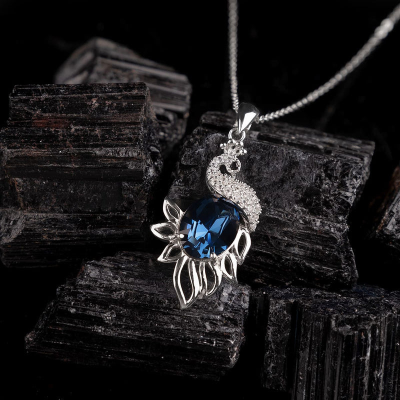 Swarovski Crystal Peacock Necklace - Pure Silver Necklace Set | FABUNORA