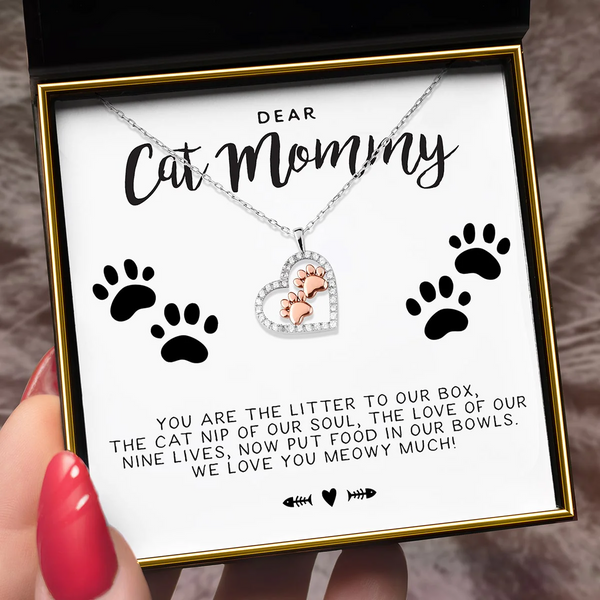 Perfect Gift for Cat Mom - Pet Paw Pure Silver Necklace Gift Set