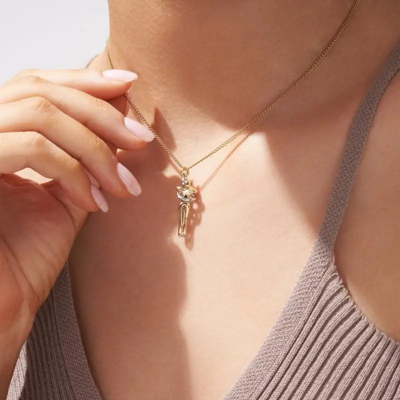 Couple Hug Necklace - 925 Sterling Silver Pendant Chain Set