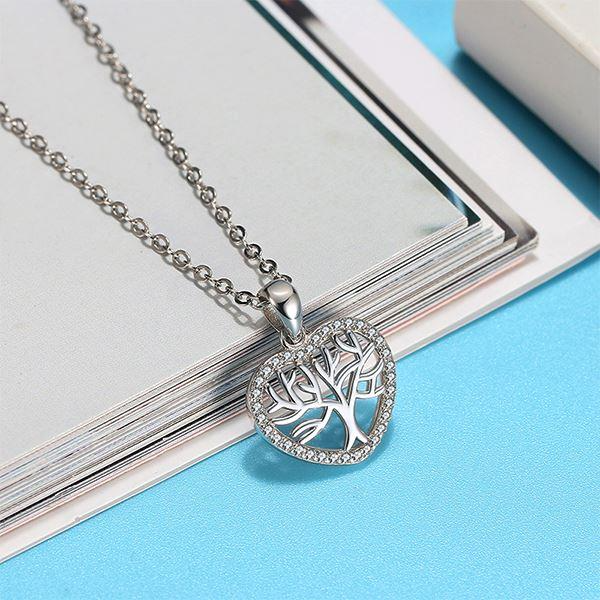 Beautiful Gift For Mother -Tree of Life Mini Heart 925 Sterling Silver Necklace Gift Set