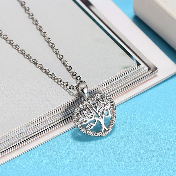 Beautiful Gift For Daughter - Tree of Life Mini Heart 925 Sterling Silver Necklace Gift Set