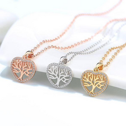 Tree of Life Mini Heart Necklace - Pure Silver Pendant Set