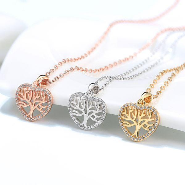 Tree of Life Mini Heart Necklace - Pure Silver Pendant Set