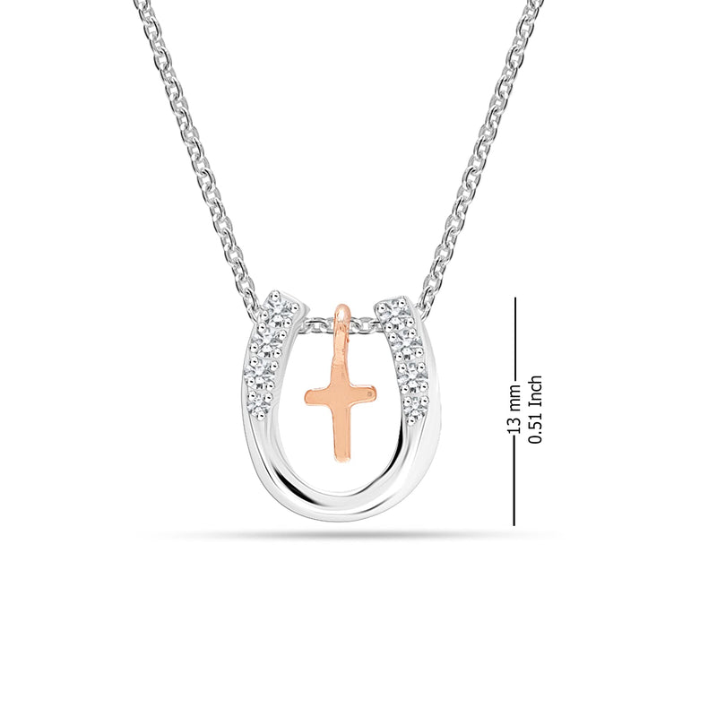 925 Sterling Silver Lucky Embrace Cross Horseshoe Pendant Necklace Jewelry Gifts for Women Teen