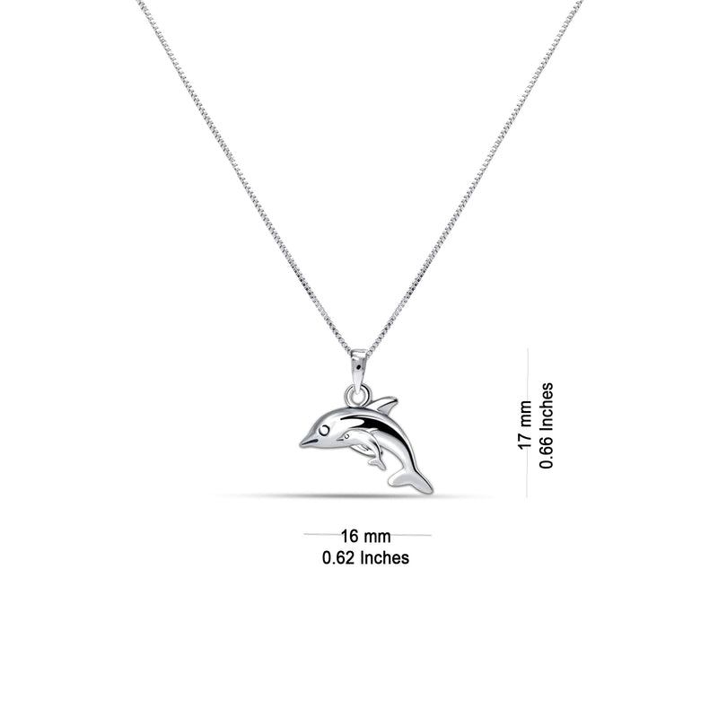 925 Sterling Silver Fish Pendant Necklace for Teen Women