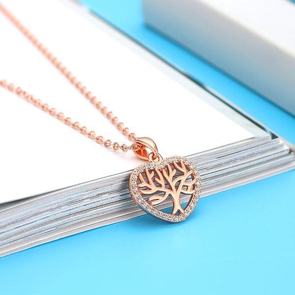 Beautiful Gift For Mother -Tree of Life Mini Heart 925 Sterling Silver Necklace Gift Set