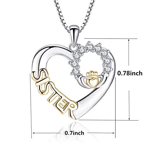Sister Heart Pendant - 925 Sterling Silver Necklace Set