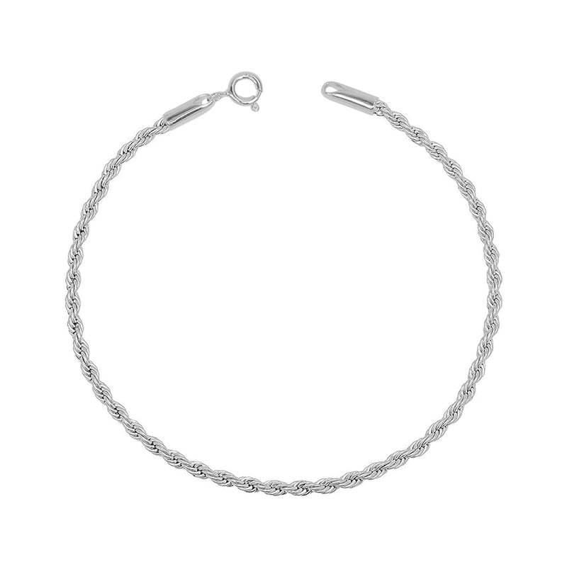 925 Sterling Silver Lightweight 1.8mm Diamond-Cut Braided Rope Chain Anklet Ankle Bracelet for Women