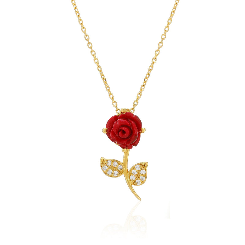 Unique Gift For Aunt - Pure Silver Red Rose Necklace Gift Set