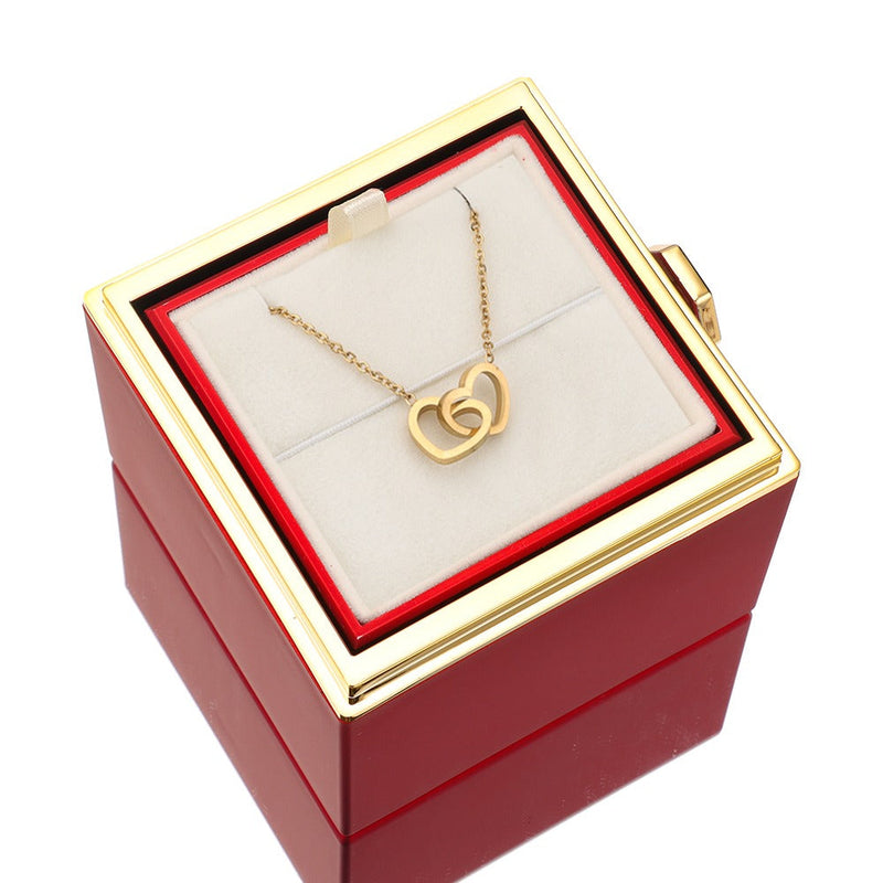 Eternal Rose Rotating Box With Pure Silver Necklace Gift Set