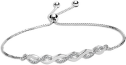 925 Sterling Silver Infinity Twisted Zirconia Adjustable Bolo Bracelet for Women