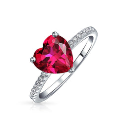Red Heart Ring 925 Sterling Silver Adjustable Size