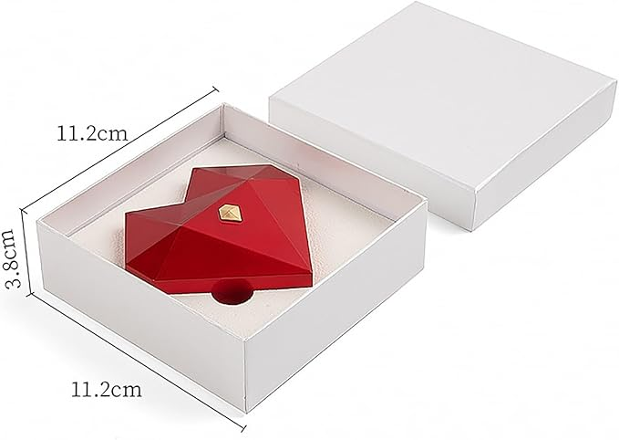 Red Heart Ring Box With Heart Ring Gift Set - 925 Sterling Silver Adjustable Size