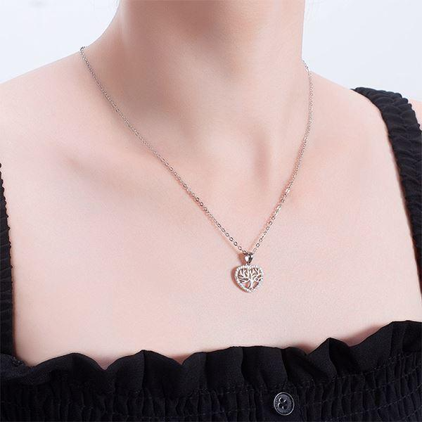 Beautiful Gift For Sister - Tree of Life Mini Heart 925 Sterling Silver Necklace Gift Set