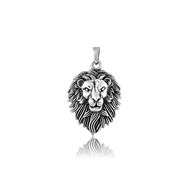 925 Sterling Silver Oxidized Lion King Pendant Necklace for Men