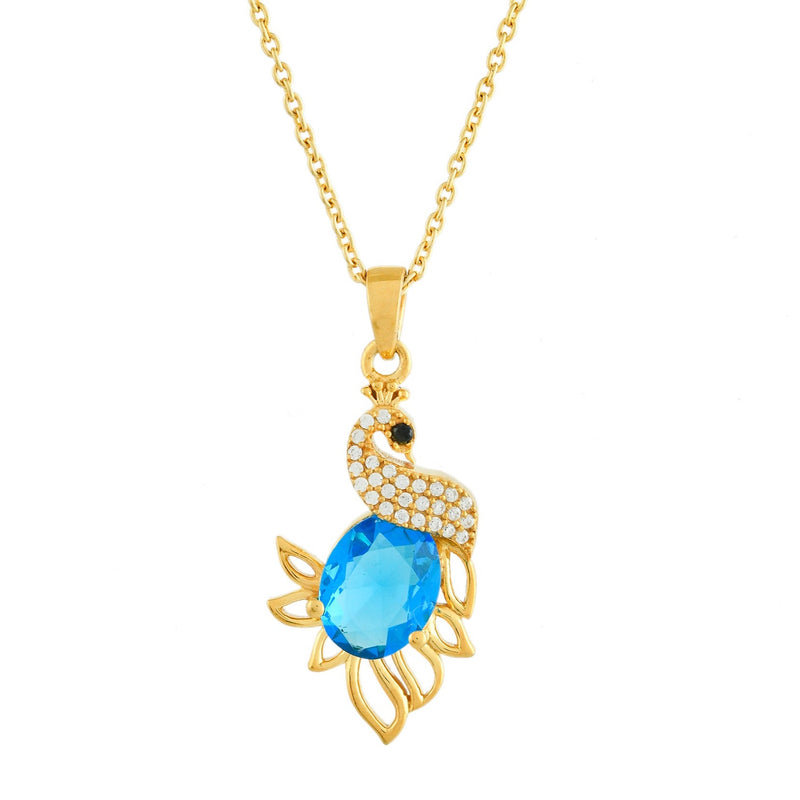 Swarovski Crystal Peacock Necklace - Pure Silver Pendant Set