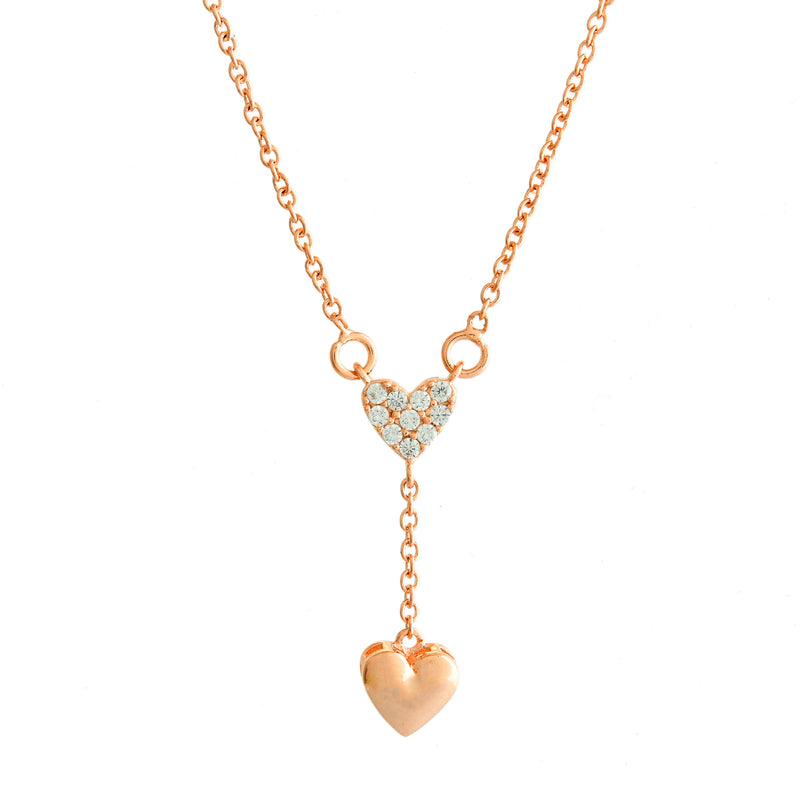 Hearts Lariat 925 Sterling Silver Pendant Set