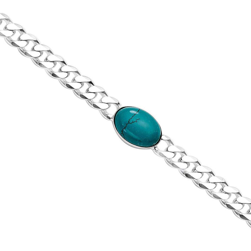925 Sterling Silver Curb Chain Turquoise Stone Salman Khan Bracelet for Men and Boys