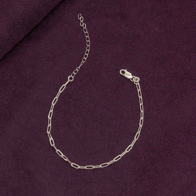 Elegant Long Link Cable Adjustable Anklet - 925 Sterling Silver