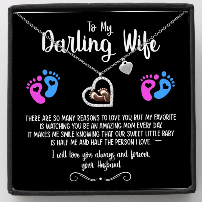 Buy Unique Gift For Pregnant Wife Baby Feet Heart Necklace Gift Set Fabunora