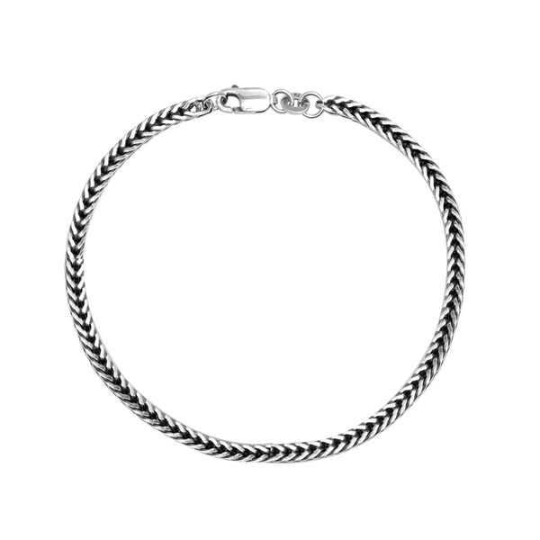 Fabunora - 925 Sterling Silver Italian Oxidized Foxtail Chain Bracelet for Men and Women