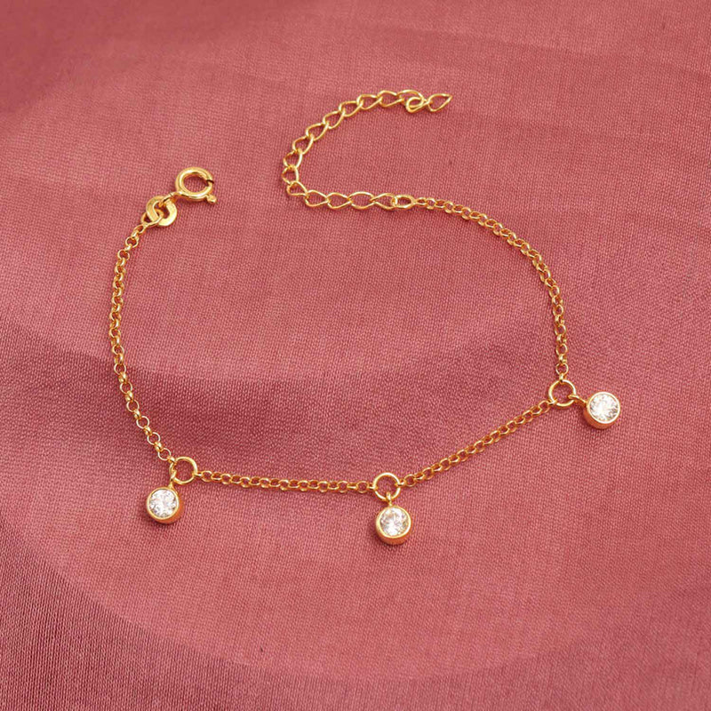 925 Sterling Silver 14K Gold Plated CZ Bracelet for Women
