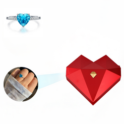 Red Heart Ring Box With Heart Ring Gift Set - 925 Sterling Silver Adjustable Size