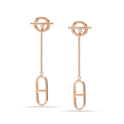925 Sterling Silver 18K Gold-Plated Ancre Enchainee Drop Dangle Stud Earrings for Women and Girls