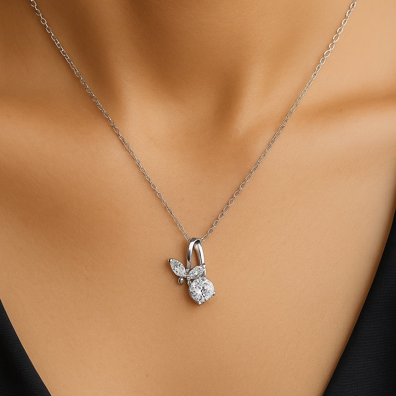 Fabunora Style Crystal Butterfly - 925 Sterling Silver Pendant Set