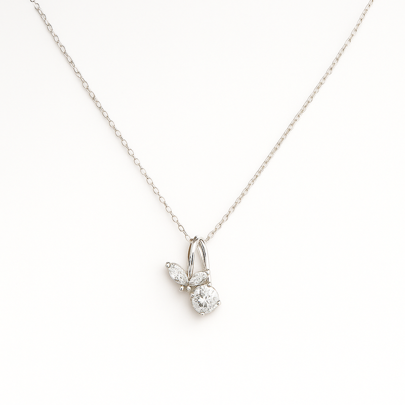 Fabunora Style Crystal Butterfly - 925 Sterling Silver Pendant Set