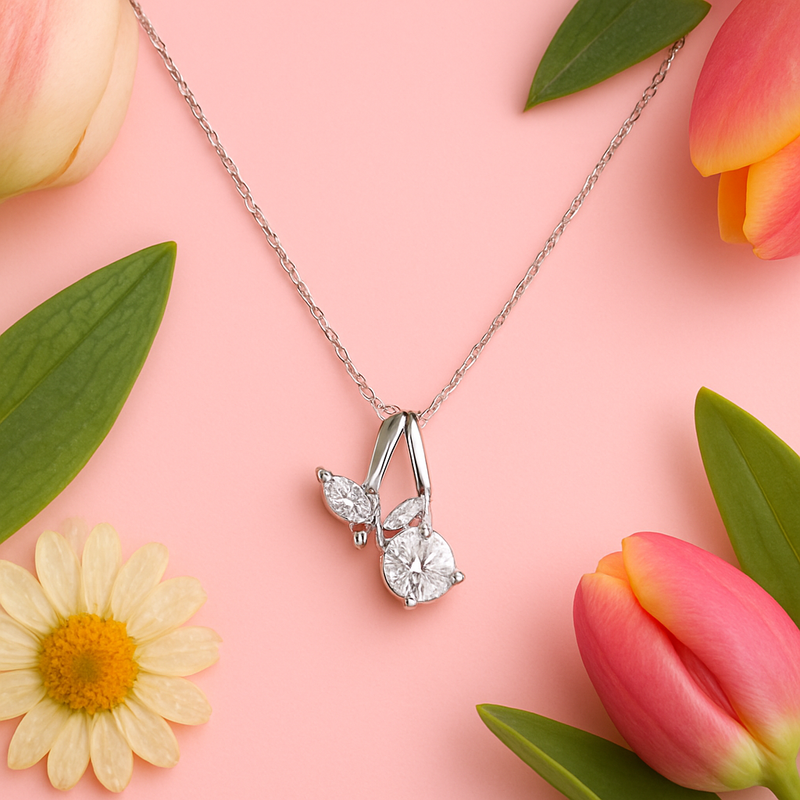 Fabunora Style Crystal Butterfly - 925 Sterling Silver Pendant Set