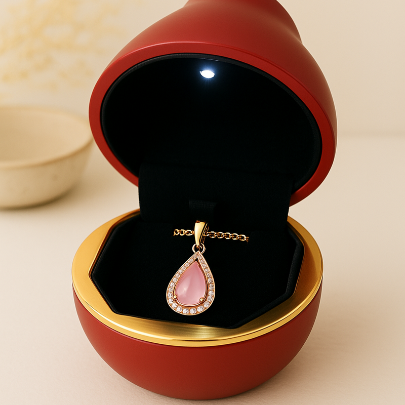 Red Rose LED Box With 925 Sterling Silver Necklace Gift Set