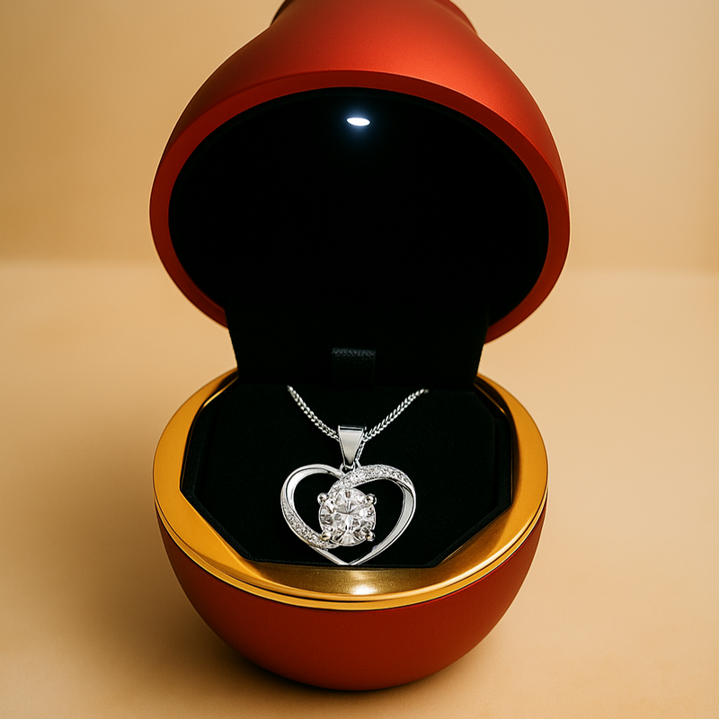 Red Rose LED Box With 925 Sterling Silver Necklace Gift Set