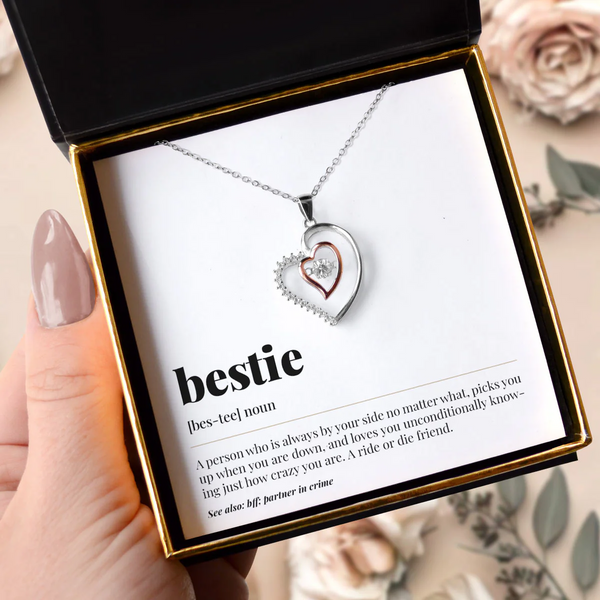 Unique Gift For Female Bestfriend - Pure Silver Luxe Heart Necklace Gift Set