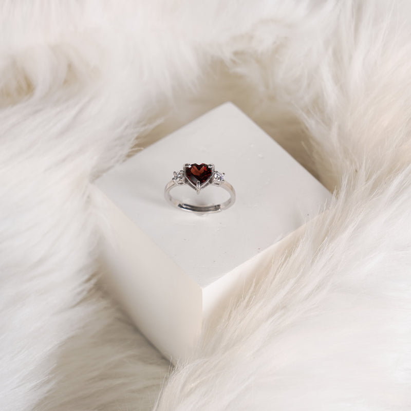 Eternal Rose Rotating Box With Heart Ring Gift Set - 925 Sterling Silver Adjustable Size