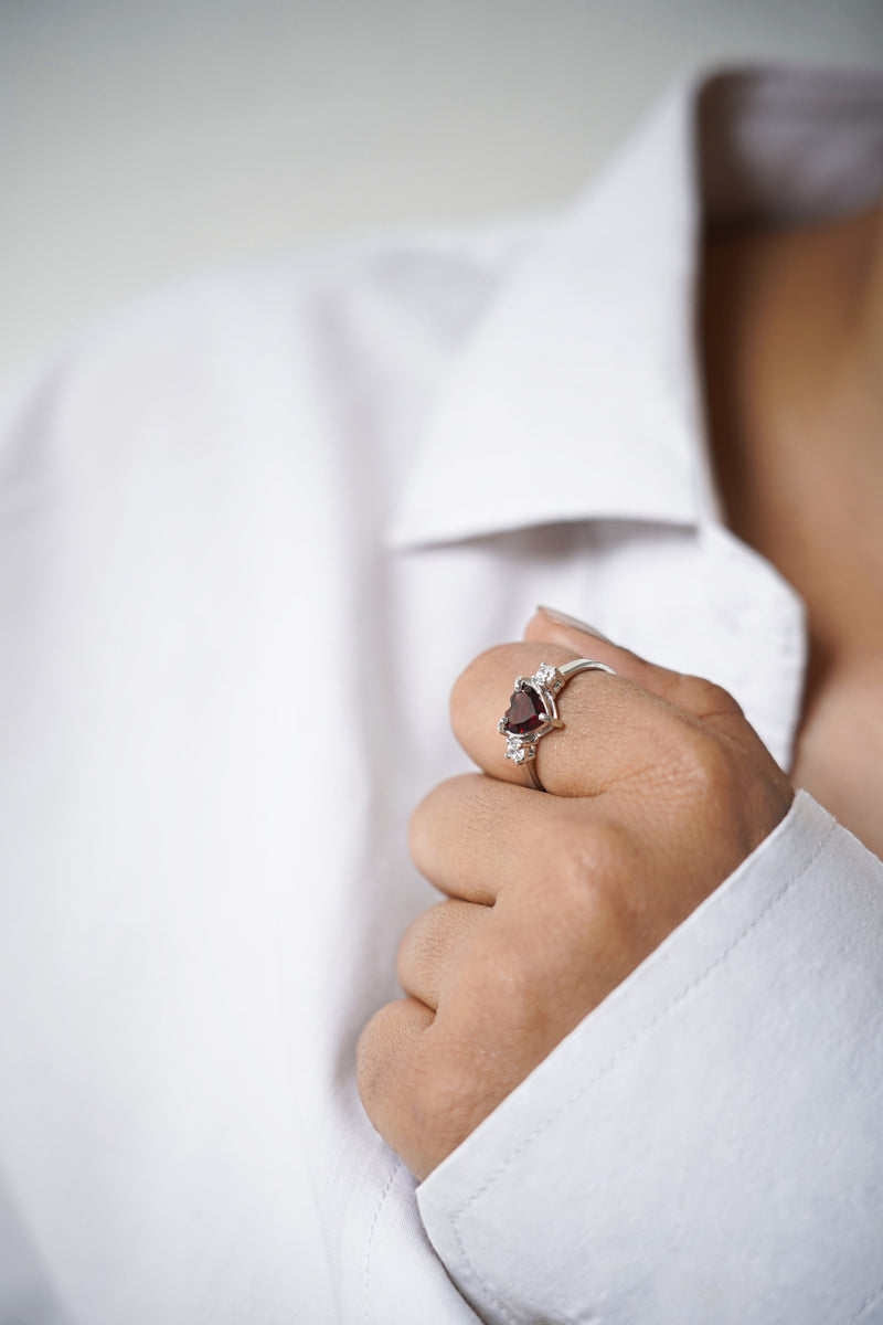 Heart Ring 925 Sterling Silver Adjustable Size
