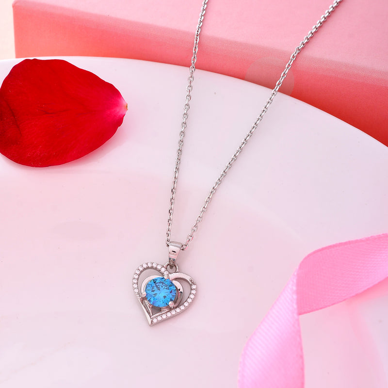 Two Heart Style - 925 Sterling Silver Pendant Set