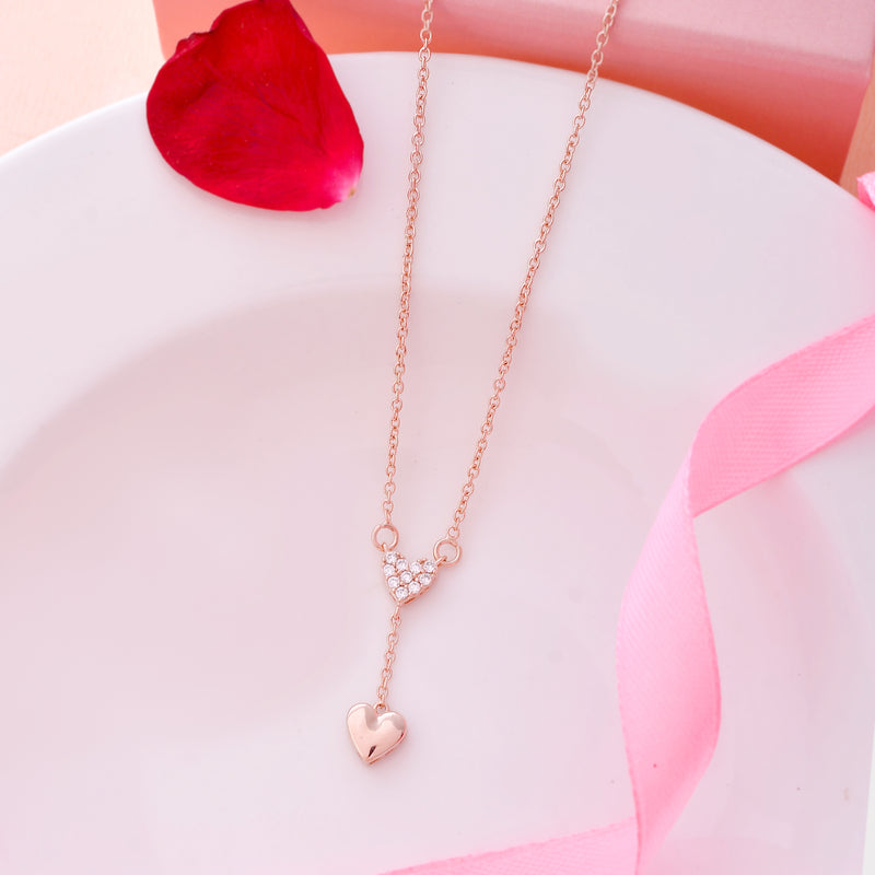 Hearts Lariat 925 Sterling Silver Pendant Set