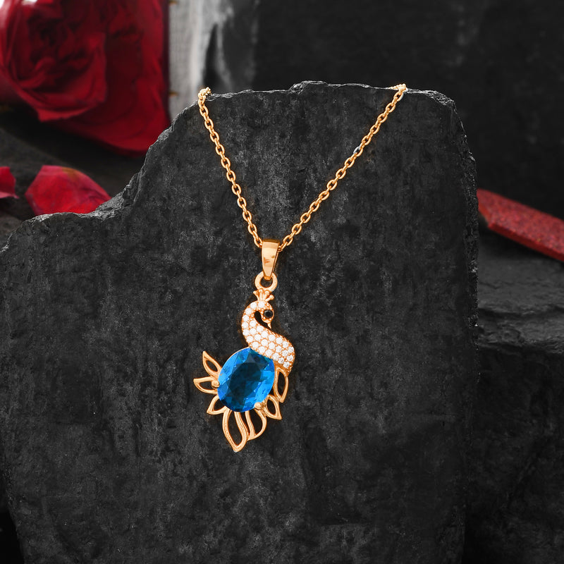 Swarovski Crystal Peacock Necklace - Pure Silver Pendant Set