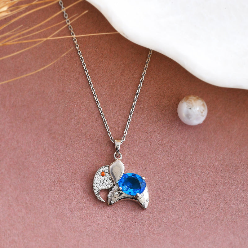 Swarovski Crystal Elephant Necklace - Pure Silver Pendant Set (ONLY FOR ROSE GOLD COLOR)
