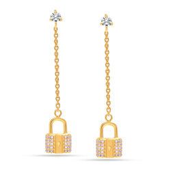 925 Sterling Silver 14K Gold Plated Delicate Lock Cute Tiny Earrings for Women Teen