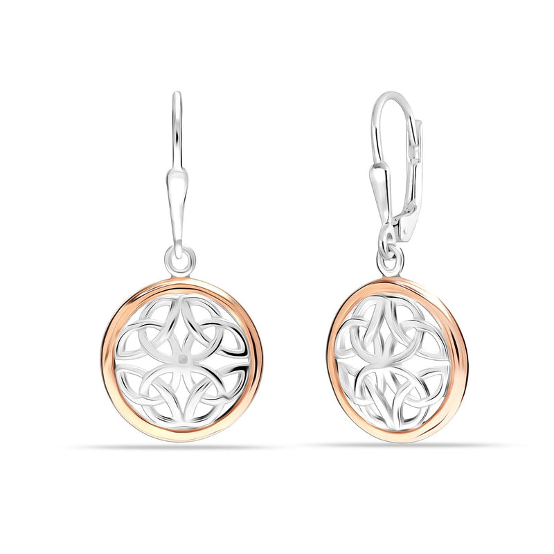 925 Sterling Silver Jewellery Two-Tone Celtic-Knot Drop Dangle Earrings for Women