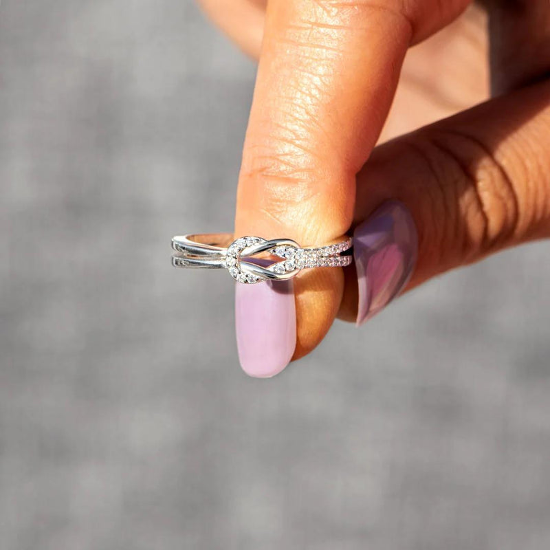 Infinity Love Knot 925 Sterling Silver Ring Adjustable